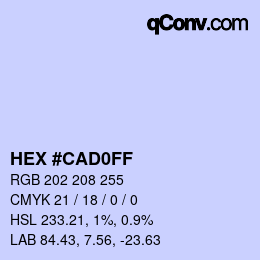 Color code: HEX #CAD0FF | qconv.com