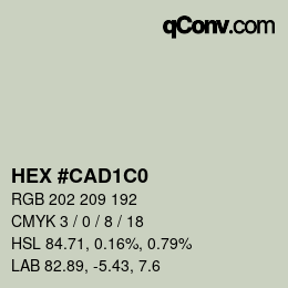 カラーコード: HEX #CAD1C0 | qconv.com