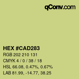 カラーコード: HEX #CAD283 | qconv.com