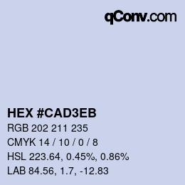 Color code: HEX #CAD3EB | qconv.com