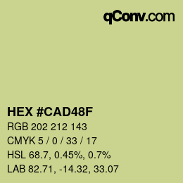 カラーコード: HEX #CAD48F | qconv.com