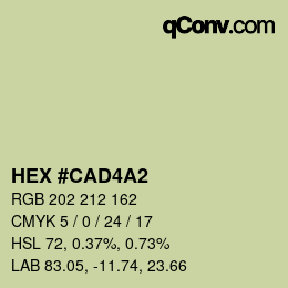 カラーコード: HEX #CAD4A2 | qconv.com