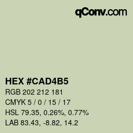 カラーコード: HEX #CAD4B5 | qconv.com