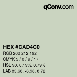 Color code: HEX #CAD4C0 | qconv.com