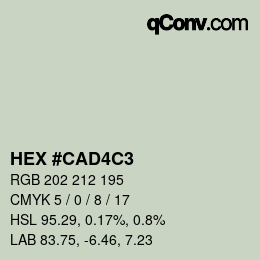 カラーコード: HEX #CAD4C3 | qconv.com