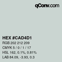 颜色代码: HEX #CAD4D1 | qconv.com