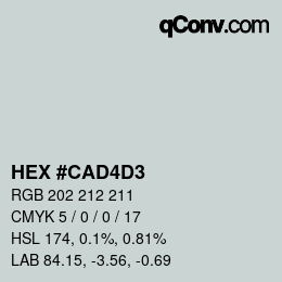 颜色代码: HEX #CAD4D3 | qconv.com