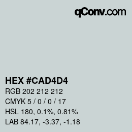 カラーコード: HEX #CAD4D4 | qconv.com