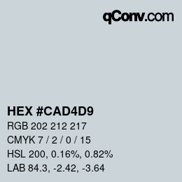 Color code: HEX #CAD4D9 | qconv.com