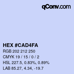 Color code: HEX #CAD4FA | qconv.com