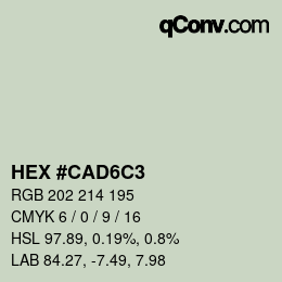 カラーコード: HEX #cad6c3 | qconv.com