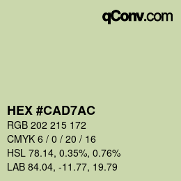 Color code: HEX #CAD7AC | qconv.com