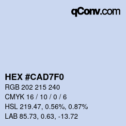 Color code: HEX #CAD7F0 | qconv.com