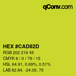 Color code: HEX #CAD82D | qconv.com
