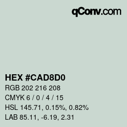 Color code: HEX #CAD8D0 | qconv.com