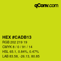 カラーコード: HEX #CADB13 | qconv.com