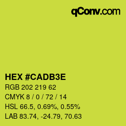 Color code: HEX #CADB3E | qconv.com
