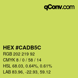 カラーコード: HEX #CADB5C | qconv.com