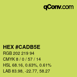 カラーコード: HEX #CADB5E | qconv.com