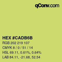 Color code: HEX #CADB6B | qconv.com