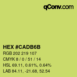 Farbcode: HEX #CADB6B | qconv.com