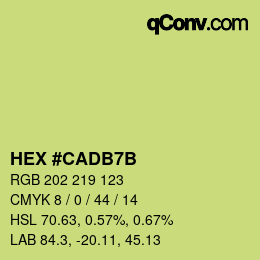 カラーコード: HEX #CADB7B | qconv.com