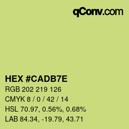 Color code: HEX #CADB7E | qconv.com