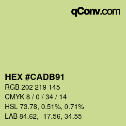 カラーコード: HEX #CADB91 | qconv.com