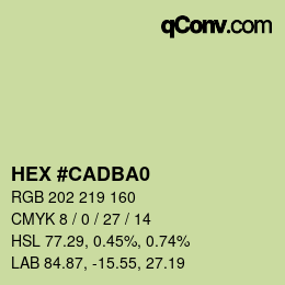 カラーコード: HEX #CADBA0 | qconv.com