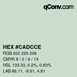 Color code: HEX #CADCCE | qconv.com