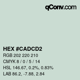 Color code: HEX #CADCD2 | qconv.com