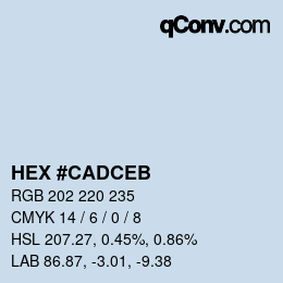 カラーコード: HEX #CADCEB | qconv.com