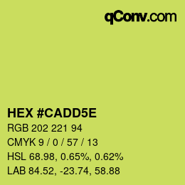 Farbcode: HEX #CADD5E | qconv.com