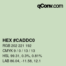 カラーコード: HEX #CADDC0 | qconv.com