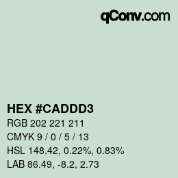 Color code: HEX #CADDD3 | qconv.com