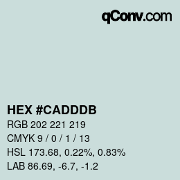 カラーコード: HEX #CADDDB | qconv.com