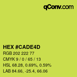 Color code: HEX #CADE4D | qconv.com