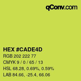 カラーコード: HEX #CADE4D | qconv.com