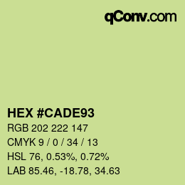 Color code: HEX #CADE93 | qconv.com