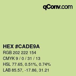 Color code: HEX #CADE9A | qconv.com