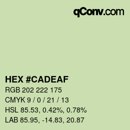 Color code: HEX #CADEAF | qconv.com