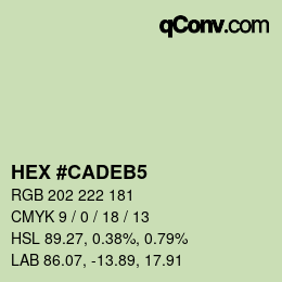 Color code: HEX #CADEB5 | qconv.com