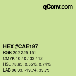 カラーコード: HEX #CAE197 | qconv.com