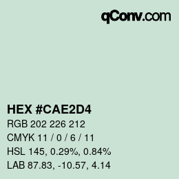颜色代码: HEX #CAE2D4 | qconv.com