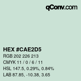 Color code: HEX #CAE2D5 | qconv.com
