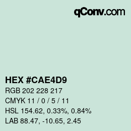 Color code: HEX #CAE4D9 | qconv.com
