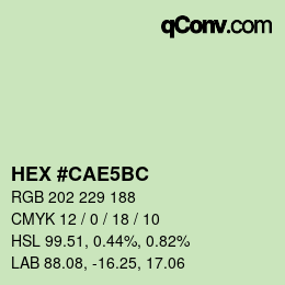 カラーコード: HEX #CAE5BC | qconv.com