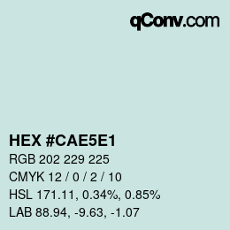 Color code: HEX #CAE5E1 | qconv.com