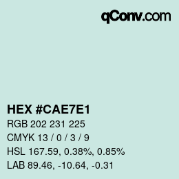 颜色代码: HEX #CAE7E1 | qconv.com