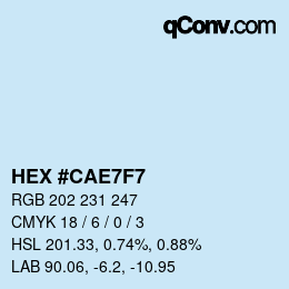 カラーコード: HEX #CAE7F7 | qconv.com